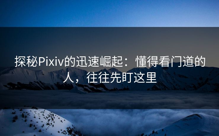 探秘Pixiv的迅速崛起:懂得看门道的人,往往先盯这里 探秘Pixiv的迅速崛起:懂得看门道的人,往往先盯这里