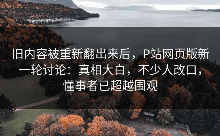旧内容被重新翻出来后,P站网页版新一轮讨论:真相大白,不少人改口,懂事者已超越围观 旧内容被重新翻出来后,P站网页版新一轮讨论:真相大白,不少人改口,懂事者已超越围观